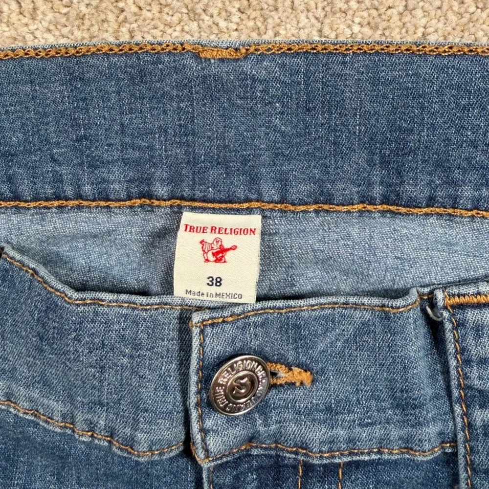 True Religion Ricky Jeans Men 38(FITS 37x28) Blue Relaxed Straight Drop Top Blue